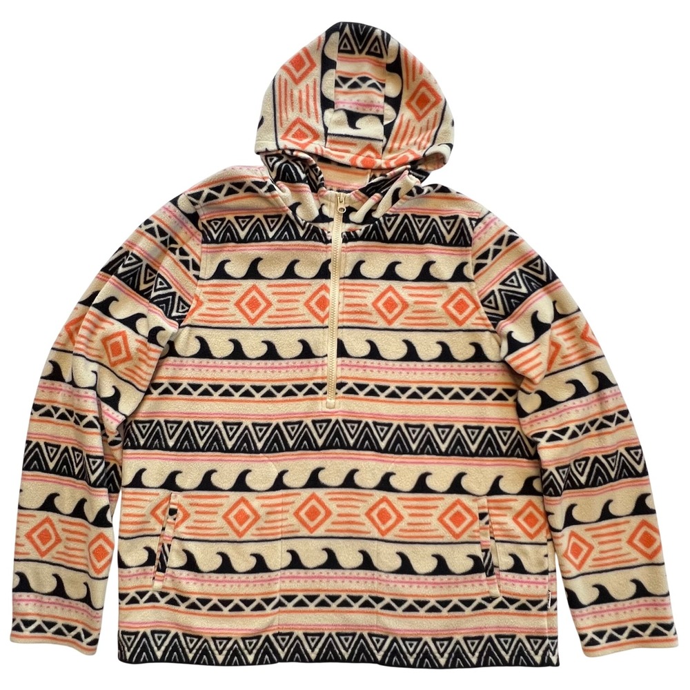 O'Neill Women's Fleece Quarter Zip Pullover Geometric Aztec Wave Hoodie Size XL
